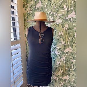 Leith Ruched body-con sleeveless black dress